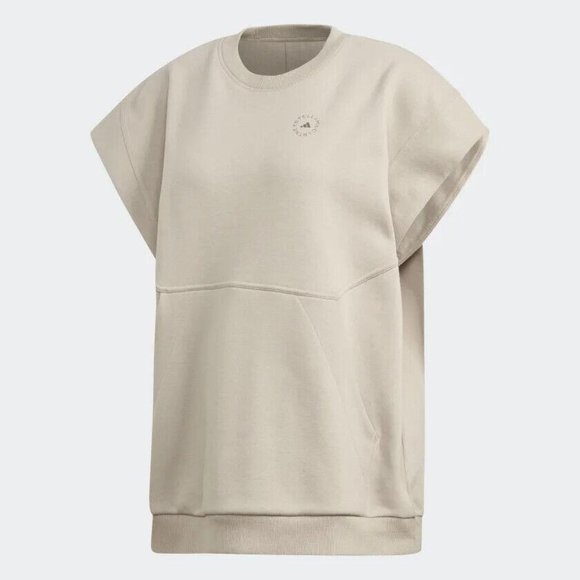 adidas by Stella McCartney Taupe Sleeveless Muscle Sweatshirt - Picture 1 of 9